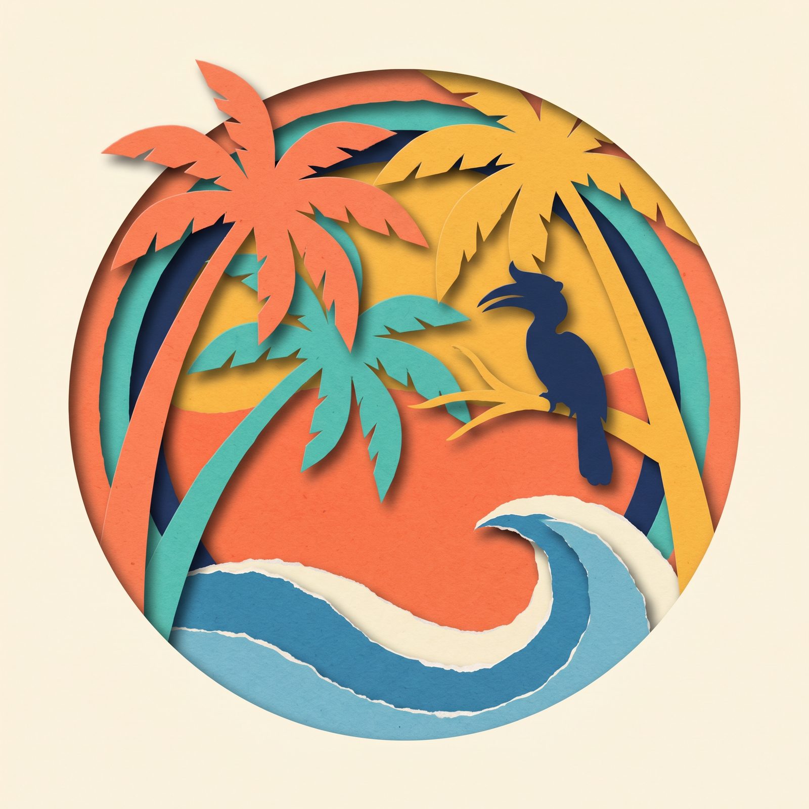 Papercut travel badge illustration for Malaysia