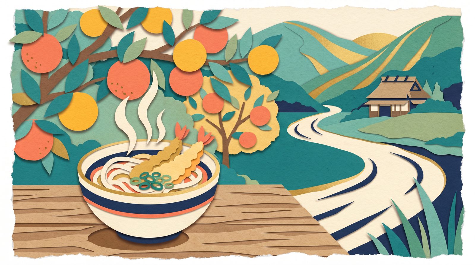 Papercut travel illustration for Shikoku Trip