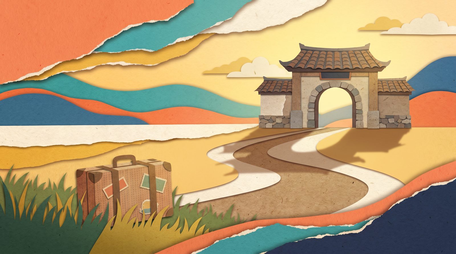 Papercut travel illustration for Finding Roots 寻根之旅 (Part 1)
