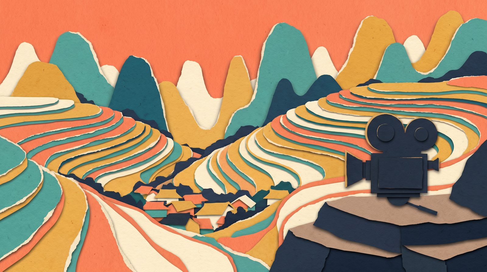 Papercut travel illustration for Yunnan Photography Trip